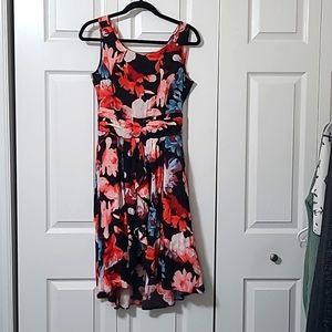 Eva Mendes Black Red & Pink Floral Dress, 18 ptp,  size 4, Beautiful Rayon dress